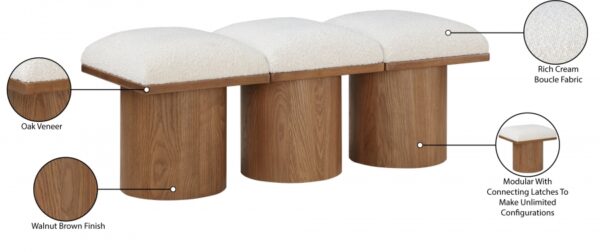 Pavilion Boucle Fabric Upholstered 3pc. Modular Bench