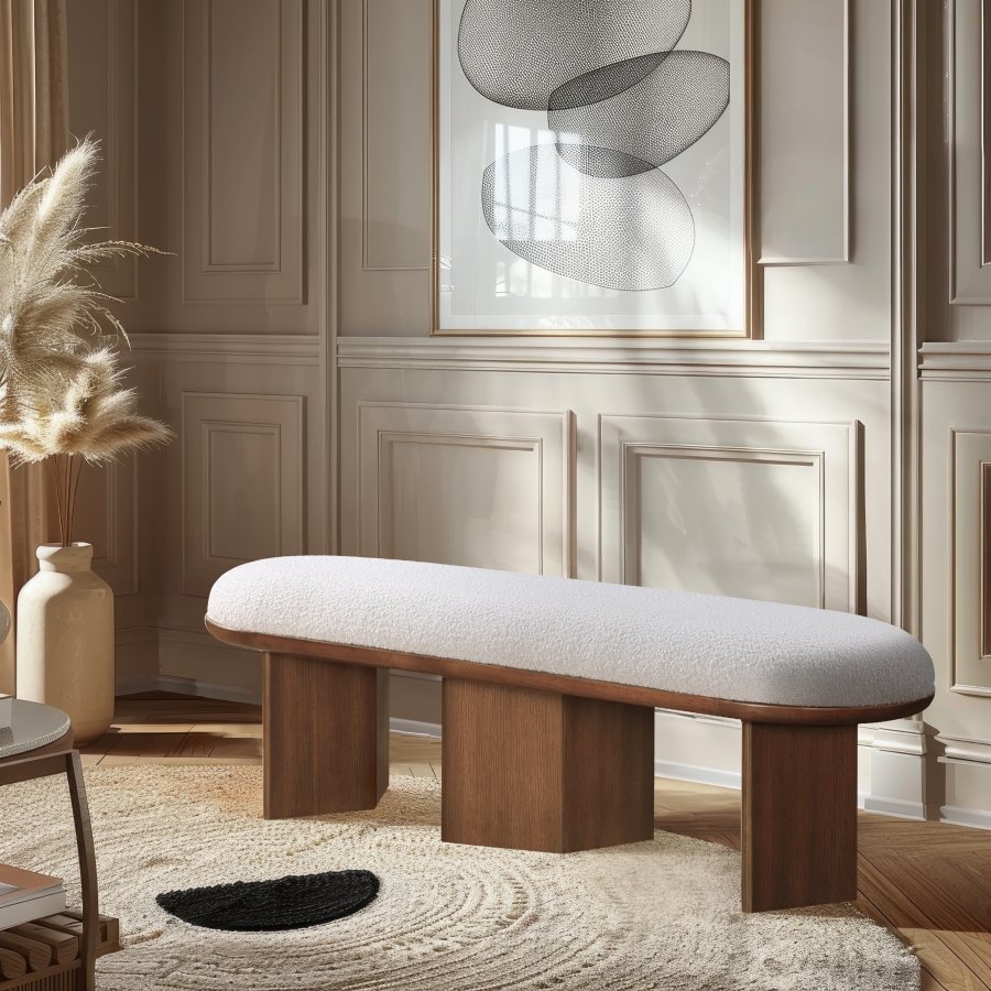 Wilshire Boucle Fabric Upholstered Bench