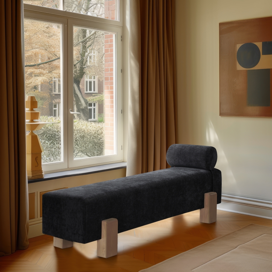 Edison Chenille Fabric Upholstered Bench