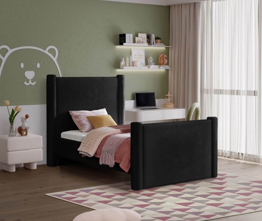Elias Velvet Upholstered Twin Bed