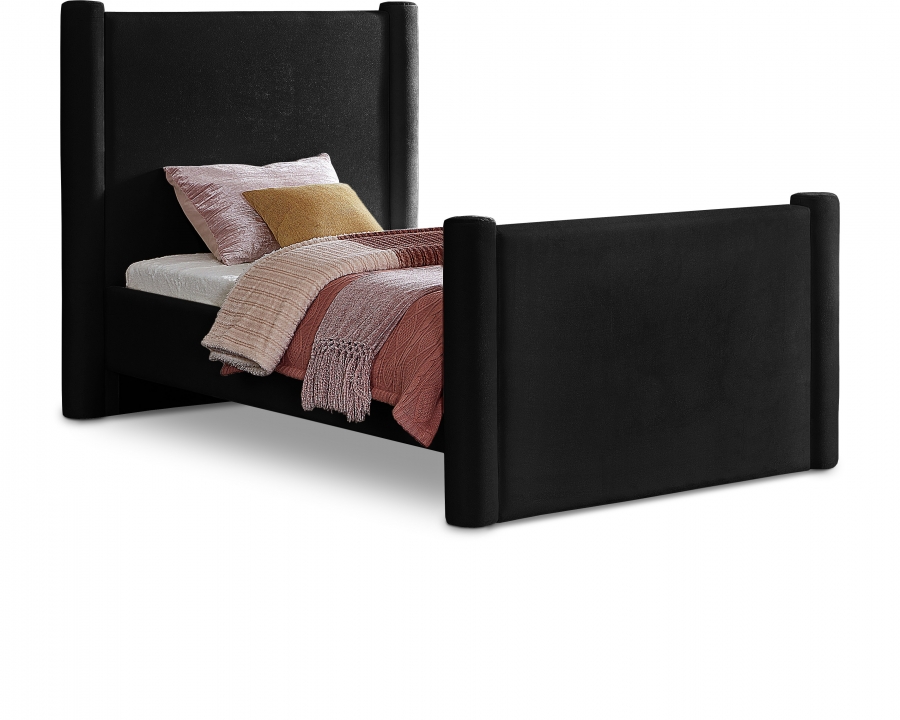 Elias Velvet Upholstered Twin Bed