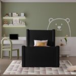 Elias Velvet Upholstered Twin Bed