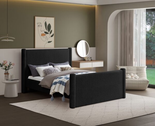 Elias Boucle Fabric Upholstered Bed