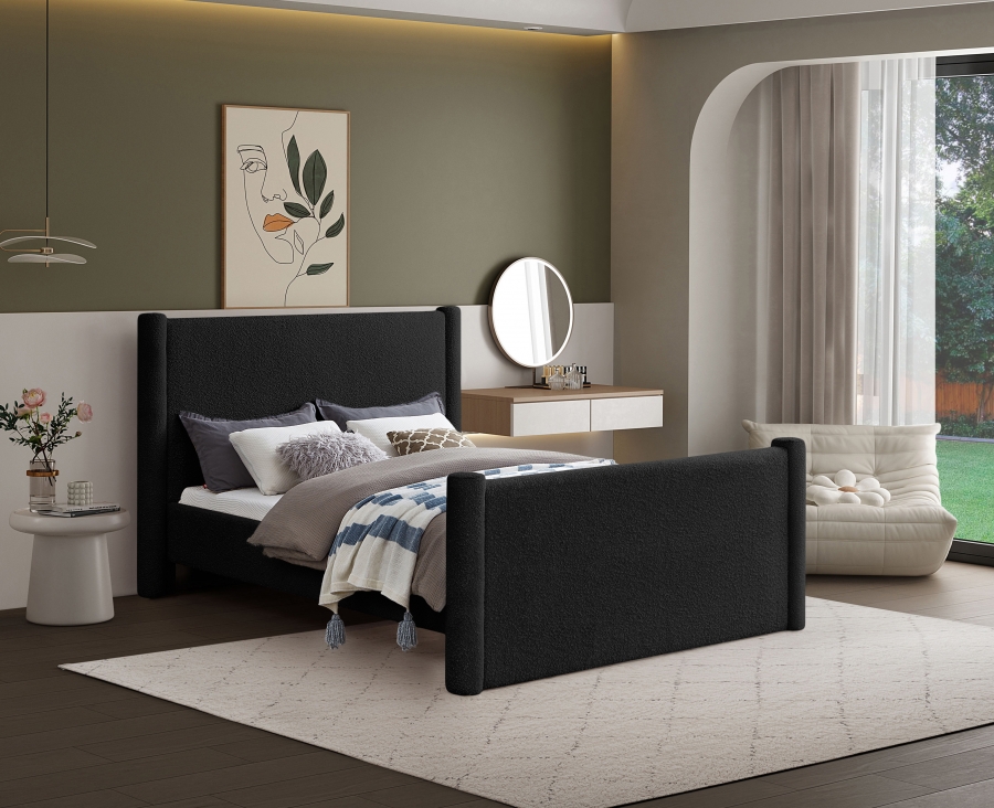 Elias Boucle Fabric Upholstered Bed