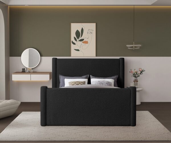 Elias Boucle Fabric Upholstered Bed