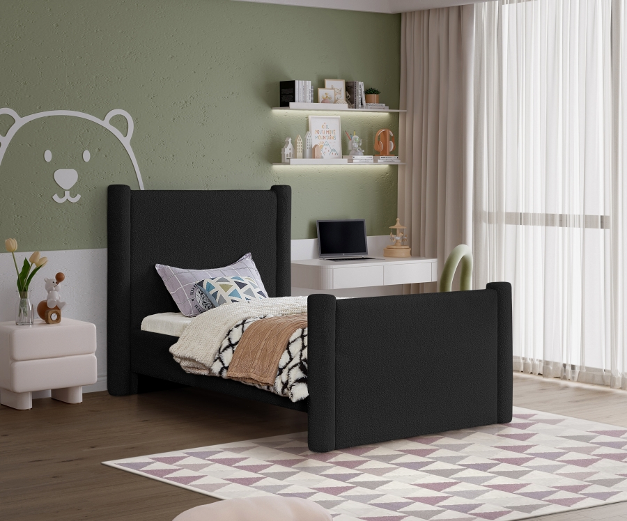 Elias Boucle Fabric Upholstered Twin Bed