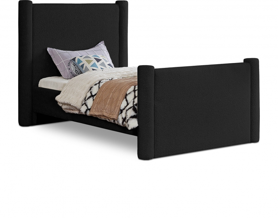 Elias Boucle Fabric Upholstered Twin Bed