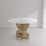 Alden 48" Marble Top And Brass Base Dining Table