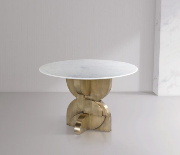 Alden 48" Marble Top And Brass Base Dining Table