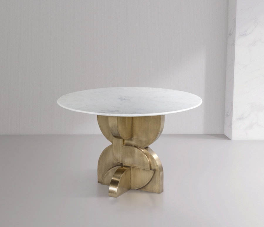 Alden 48" Marble Top And Brass Base Dining Table