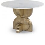 Alden 48" Marble Top And Brass Base Dining Table