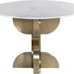 Alden 48" Marble Top And Brass Base Dining Table