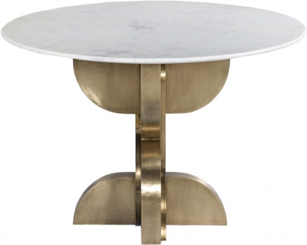 Alden 48" Marble Top And Brass Base Dining Table