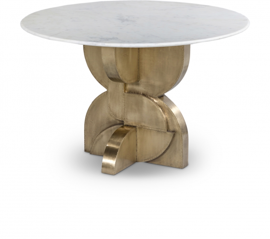 Alden 48" Marble Top And Brass Base Dining Table