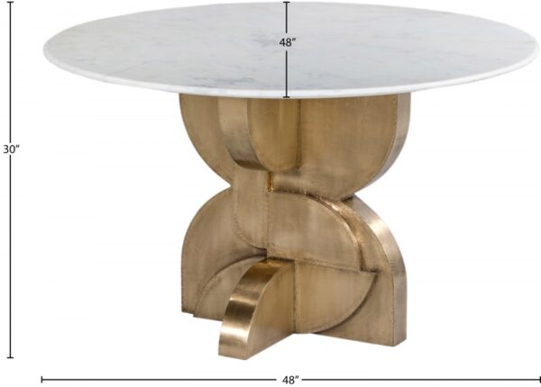 Alden 48" Marble Top And Brass Base Dining Table