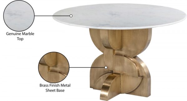 Alden 48" Marble Top And Brass Base Dining Table