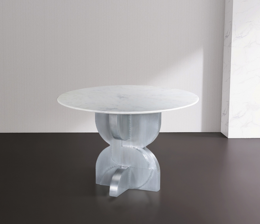 Alden 48" Marble Top And Aluminum Base Dining Table