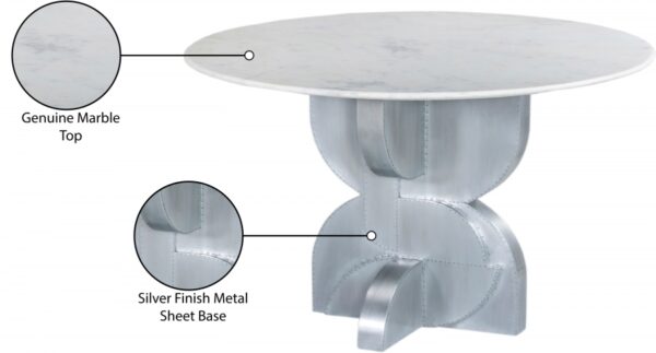 Alden 48" Marble Top And Aluminum Base Dining Table