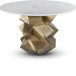 Walker 48" Marble Top And Brass Base Dining Table