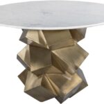 Walker 48" Marble Top And Brass Base Dining Table