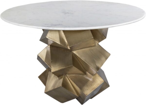 Walker 48" Marble Top And Brass Base Dining Table