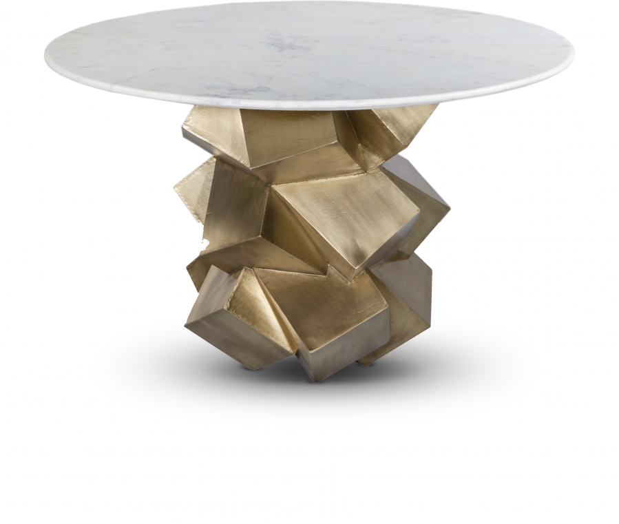 Walker 48" Marble Top And Brass Base Dining Table