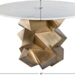 Walker 48" Marble Top And Brass Base Dining Table