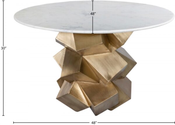 Walker 48" Marble Top And Brass Base Dining Table