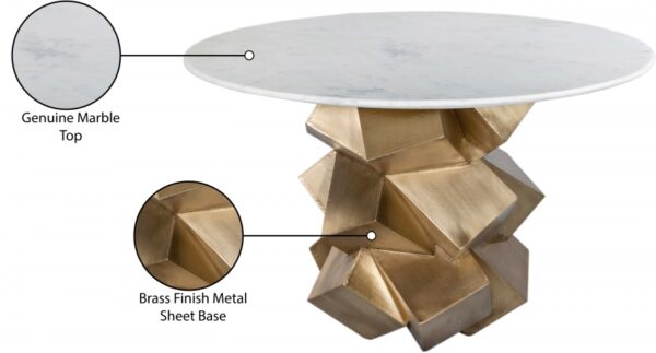 Walker 48" Marble Top And Brass Base Dining Table