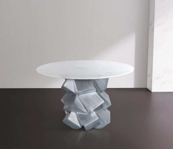 Walker 48" Marble Top And Aluminum Base Dining Table