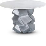 Walker 48" Marble Top And Aluminum Base Dining Table