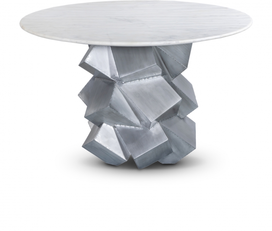 Walker 48" Marble Top And Aluminum Base Dining Table