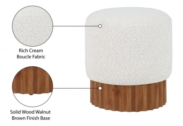 Veranda Boucle Fabric Upholstered Stool