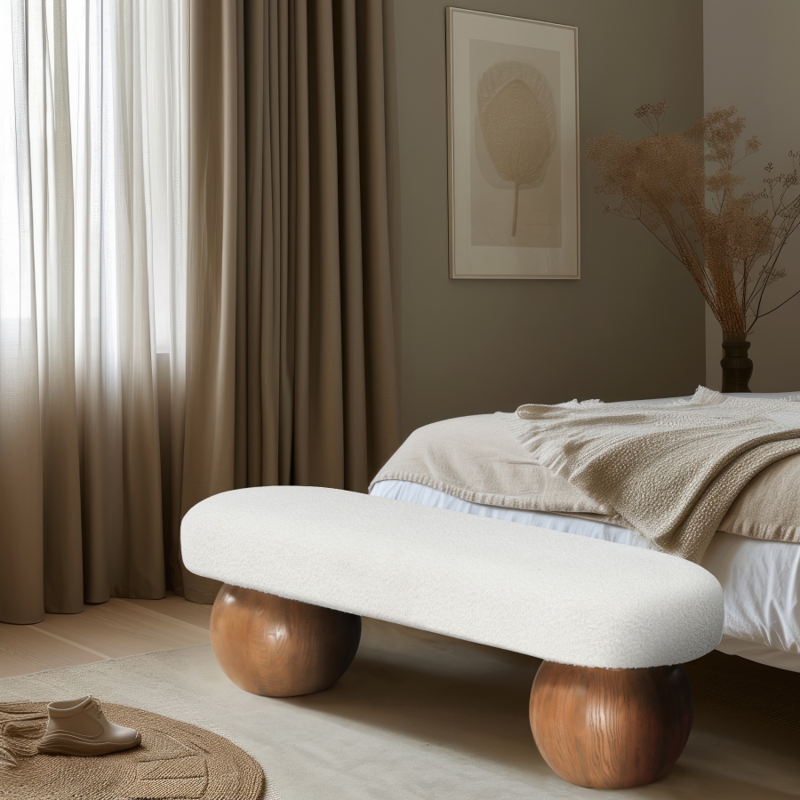 Bowie Boucle Fabric Upholstered Bench