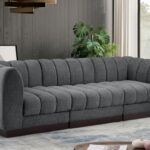 Quinn 101" Chenille Fabric Upholstered 3pc. Modular Sofa
