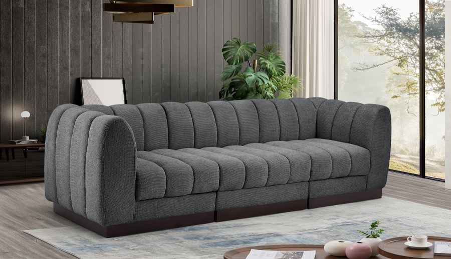 Quinn 101" Chenille Fabric Upholstered 3pc. Modular Sofa