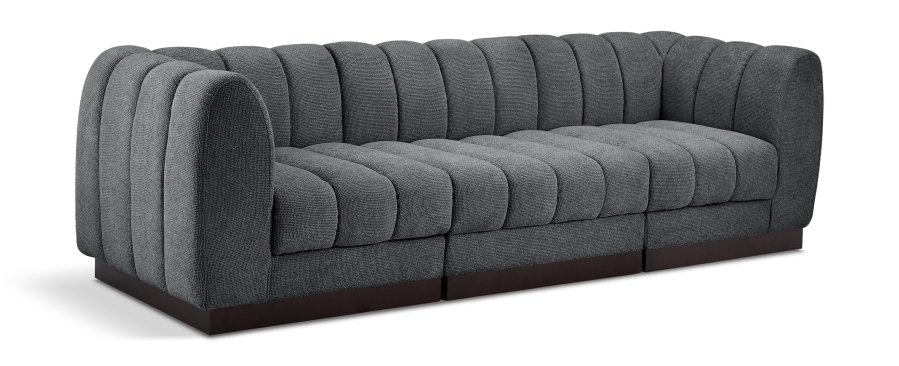 Quinn 101" Chenille Fabric Upholstered 3pc. Modular Sofa
