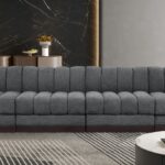 Quinn 128" Chenille Fabric Upholstered 4pc. Armless Modular Sofa