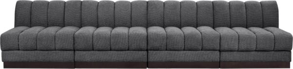 Quinn 128" Chenille Fabric Upholstered 4pc. Armless Modular Sofa