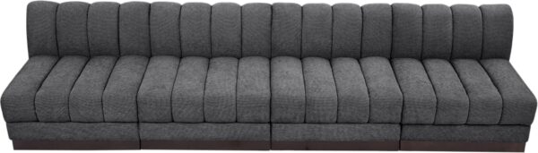 Quinn 128" Chenille Fabric Upholstered 4pc. Armless Modular Sofa