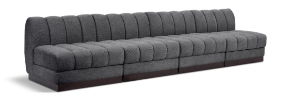 Quinn 128" Chenille Fabric Upholstered 4pc. Armless Modular Sofa
