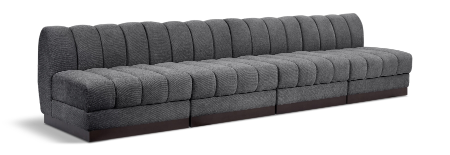 Quinn 128" Chenille Fabric Upholstered 4pc. Armless Modular Sofa