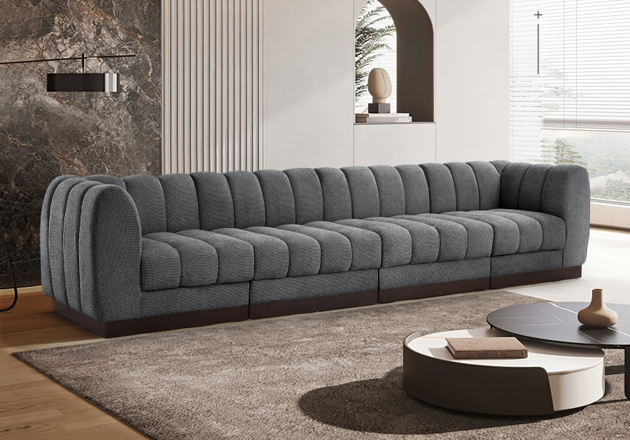 Quinn 133" Chenille Fabric Upholstered 4pc. Modular Sofa