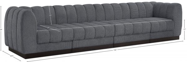 Quinn 133" Chenille Fabric Upholstered 4pc. Modular Sofa