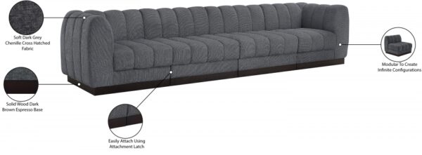 Quinn 133" Chenille Fabric Upholstered 4pc. Modular Sofa