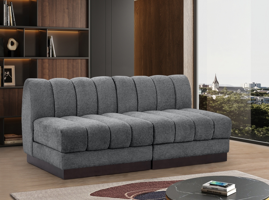 Quinn 64" Chenille Fabric Upholstered 2pc. Armless Modular Loveseat