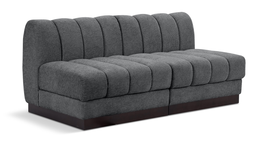 Quinn 64" Chenille Fabric Upholstered 2pc. Armless Modular Loveseat