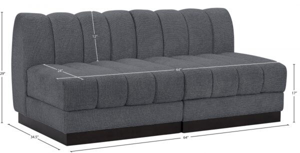 Quinn 64" Chenille Fabric Upholstered 2pc. Armless Modular Loveseat