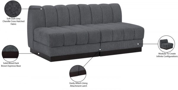 Quinn 64" Chenille Fabric Upholstered 2pc. Armless Modular Loveseat
