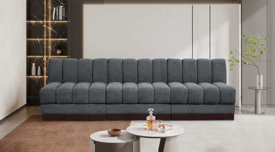 Quinn 96" Chenille Fabric Upholstered 3pc. Armless Modular Sofa